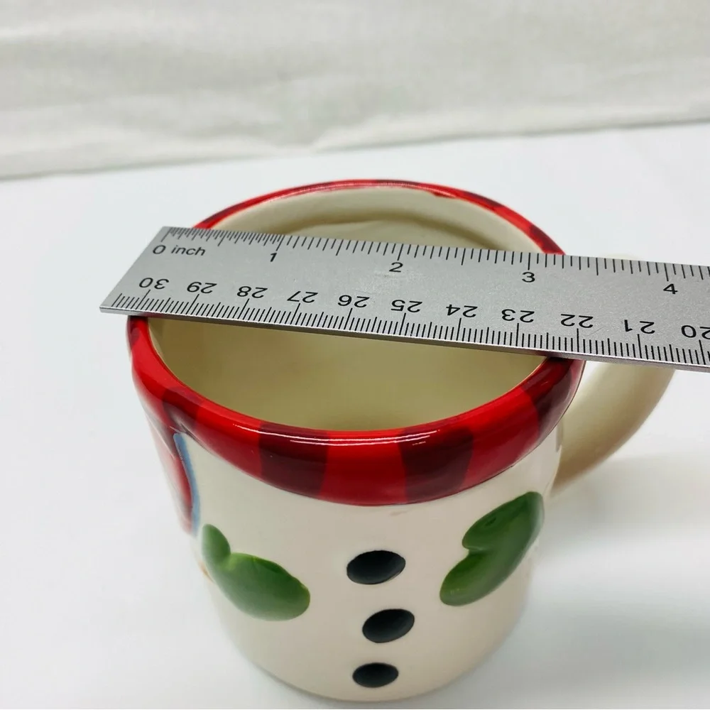 Hallmark Christmas Holiday Ceramic Coffee Tea Mug Red Scarf Black Buttons 12 oz.